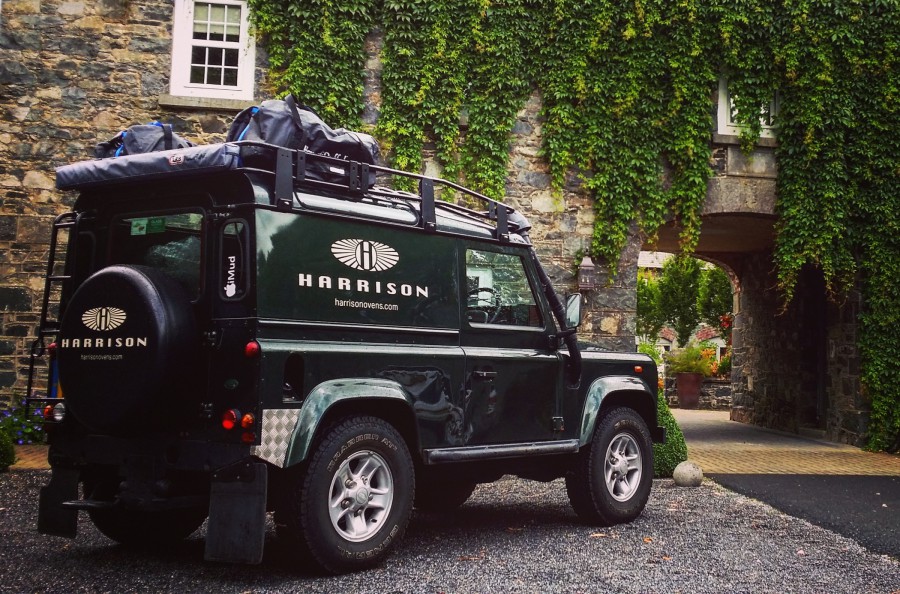The Harrison S charcoal oven being delivered by Harrison’s Land Rover Defender